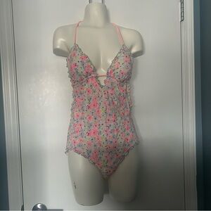 Victoria’s Secret Floral Knit Fully Lined One Piece String Bathing Suit